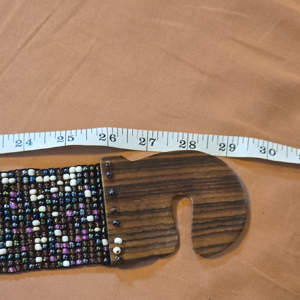 Glass Beaded Belt with Wooden Buckle - Picture 5 of 5